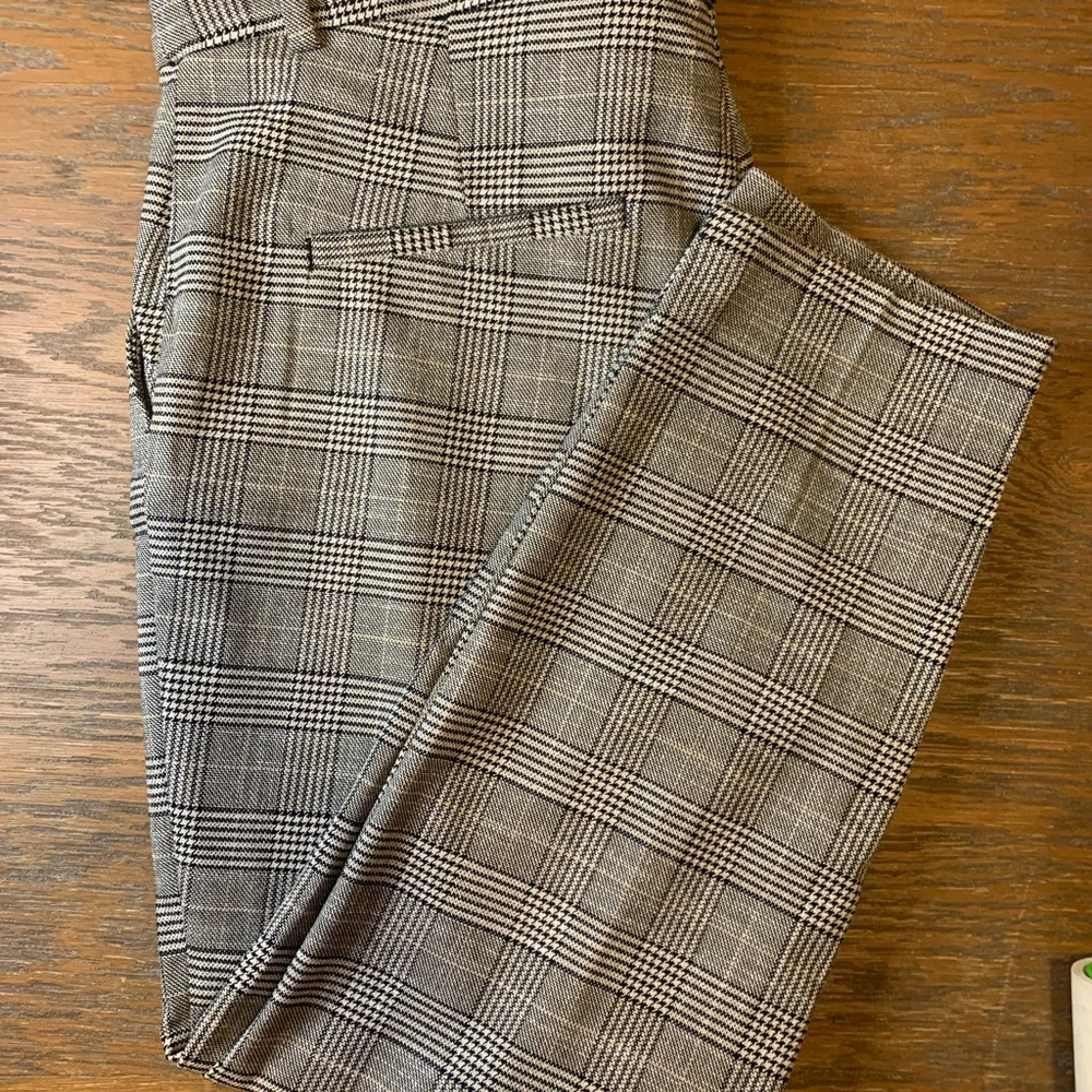 H&M High Rise Gray Plaid Pants